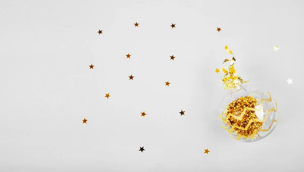 Año Nuevo Brillante Bola Estrellas Oro Fondo Navidad Concepto Año — Foto de Stock
