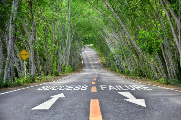Palavras de sucesso e fracasso na superfície da estrada — Fotografia de Stock