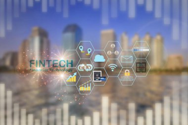 Finansal teknoloji işi değiştiriyor. Yapay zeka ve fintech temalı teknoloji dönüşüm konsepti ve internetteki bir şeye yatırım fikri