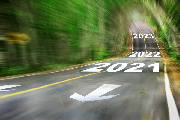 Nieuw Jaar 2021 2022 2023 Motion Wazig Zicht Hoge Snelheid — Stockfoto
