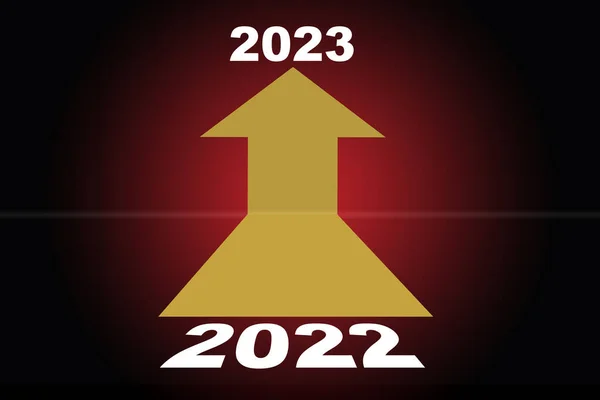 2022 2023 Yellow Arrow Red Background Business Growth Success Productive — Stock Photo, Image