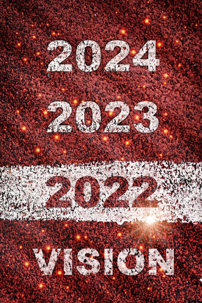 Ano Novo 2022 2024 Palavra Visão Escrita Superfície Estrada Com — Fotografia de Stock