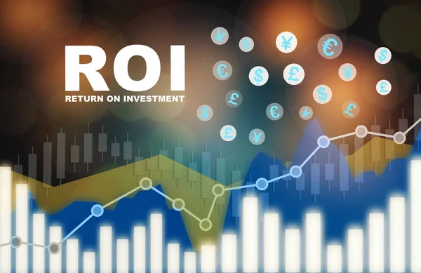 Avkastning Investering Roi Och Tillväxt Diagram Med Valuta Symbol Abstrakt — Stockfoto