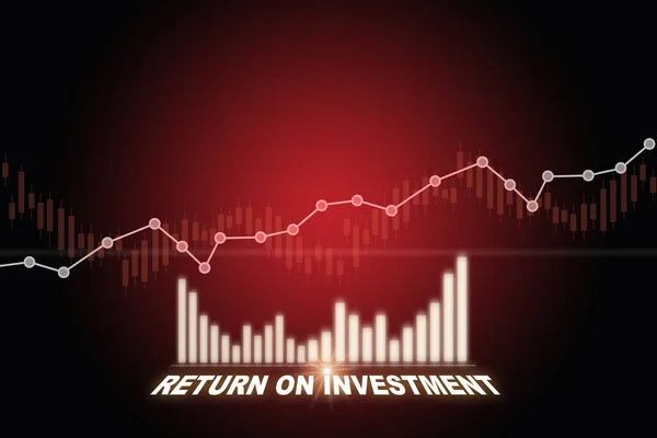 Tillväxt Diagram Och Avkastning Investeringar Roi Ord Röd Bakgrund Affärs — Stockfoto