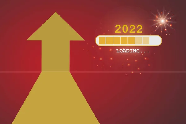 Año Nuevo 2022 Carga Flecha Amarilla Hacia Arriba Sobre Fondo — Foto de Stock