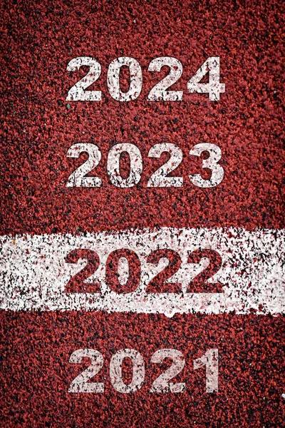 Yeni Yıl 2022 Den 2024 Kadar Yol Yüzeyinde Işaretleme Çizgileri — Stok fotoğraf