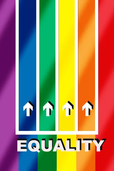 Equality Word White Arrow Colorful Rainbow Racetrack Shadow Background Lgbt — Stock Photo, Image