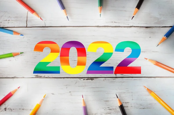 2022 Colorido Palavra Arco Íris Lgbtq Símbolo Igualdade Lettering Fundo — Fotografia de Stock