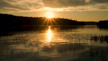 The sun sitting down the horizon.