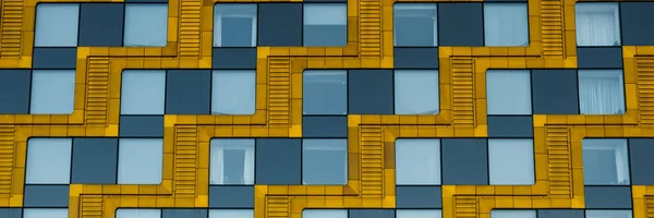 Fragment Einer Modernen Gebäudefassade Aus Grauen Und Gelben Farben Farbe — Stockfoto