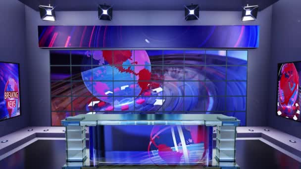 Virtuele Televisie Studio Achtergrond — Stockvideo