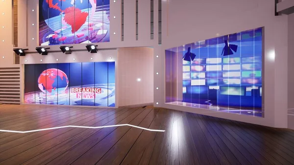 3D Virtual TV Studio News, 3d illustration