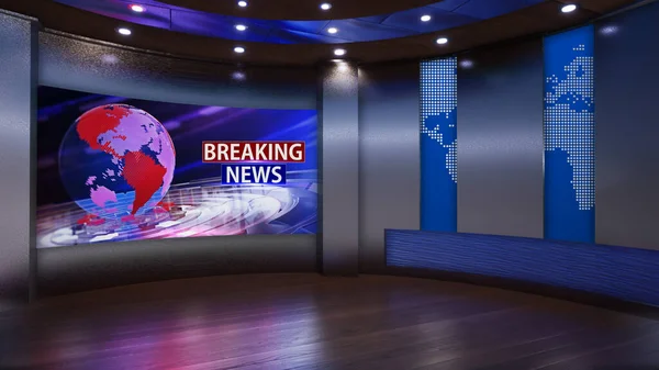 3D Sanal Haber Stüdyosu Arkaplanı, 3D illüstrasyon