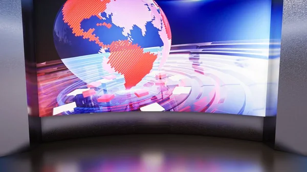 3D Virtual News Studio Background, 3d illustration