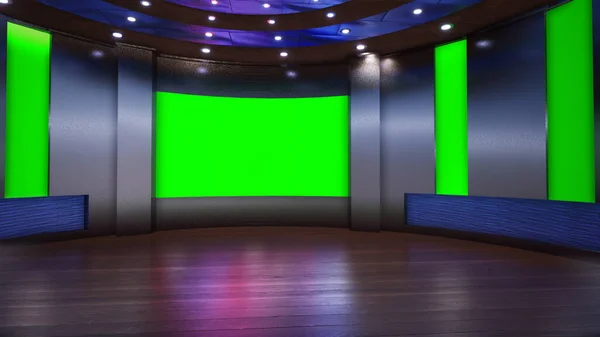 3D Virtual News Studio Background, 3d illustration