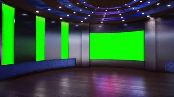 3D Sanal Haber Stüdyosu Arkaplanı, 3D illüstrasyon