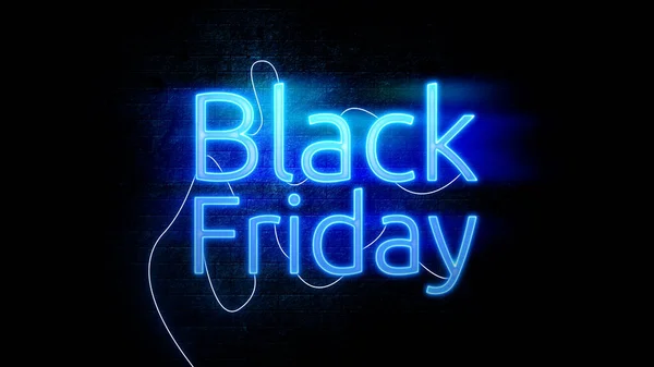 Kara Cuma indirimi. Tuğla duvarda Kara Cuma tabelası, 3 boyutlu illüstrasyon