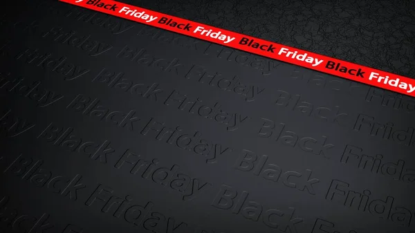 Red Ribbons Black Friday Sale Black Background — Stock Photo, Image