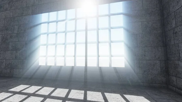 Rays Light Window Background 3D渲染 — 图库照片#
