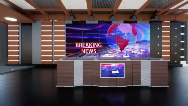 Virtual Studio News Bakgrund För Program Wall Virtual News Studio — Stockvideo