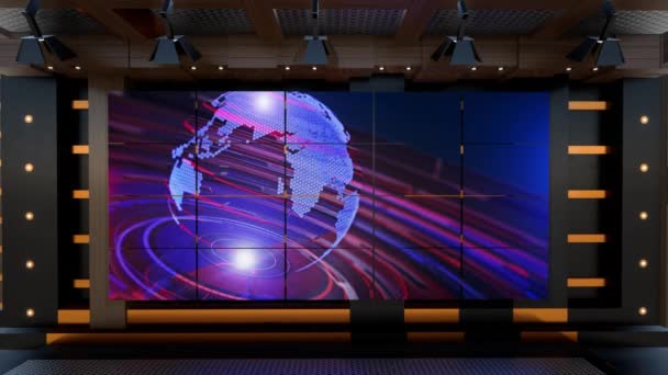 Virtual Studio Notizie Fondale Spettacoli Televisivi Sfondo Wall Virtual News — Video Stock