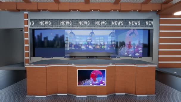 Virtual Studio News Backdrop Untuk Acara Wall Virtual News Studio — Stok Video