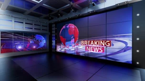 Virtual Studio News Fundo Para Programas Wall Virtual News Studio — Vídeo de Stock
