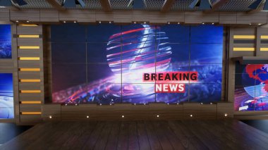 Haber Stüdyosu, TV programları için arkaplan .tv Wall3D Sanal Haber Stüdyosu Arkaplanı, 3D illüstrasyon