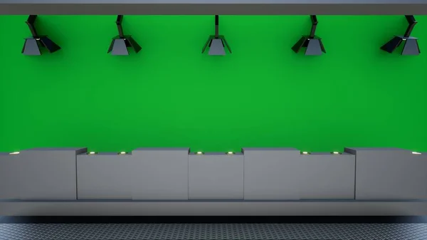 News Studio Backdrop Shows Wall Virtual News Studio Background Illustration — Stock Photo, Image