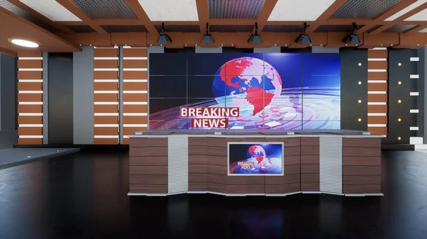 News Studio Toile Fond Pour Les Émissions Télévision Wall Virtual — Photo