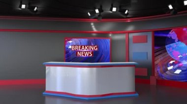 3D Sanal TV Stüdyo Haberleri, 3D Wall3D Sanal Haber Stüdyo Arkaplanı, Döngü TV Şovları için Arkaplan