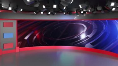 3D Sanal TV Stüdyo Haberleri, 3D Wall3D Sanal Haber Stüdyo Arkaplanı, Döngü TV Şovları için Arkaplan