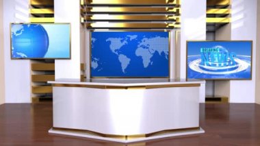 3D Sanal TV Stüdyo Haberleri, 3D Wall3D Sanal Haber Stüdyo Arkaplanı, Döngü TV Şovları için Arkaplan