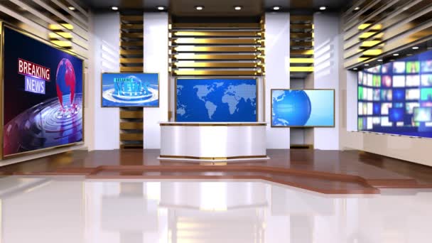 Virtual Studio Nieuws Achtergrond Voor Shows Wall Virtual News Studio — Stockvideo