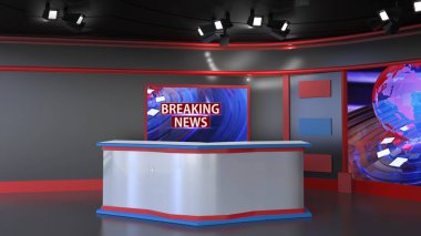  3D Sanal Haber Stüdyosu Arkaplanı, 3D illüstrasyon