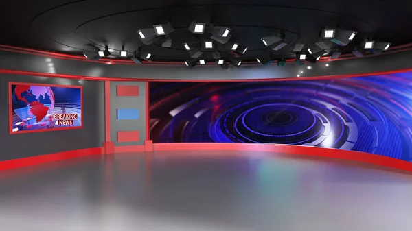 Virtual News Studio Background Illustration — Stock Photo, Image