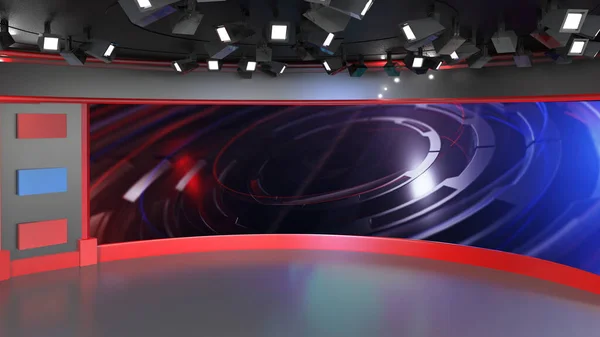  3D Sanal Haber Stüdyosu Arkaplanı, 3D illüstrasyon