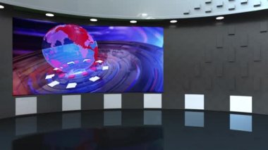 3D Sanal TV Stüdyo Haberleri, 3D Wall3D Sanal Haber Stüdyo Arkaplanı, Döngü TV Şovları için Arkaplan