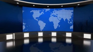 3D Sanal TV Stüdyo Haberleri, 3D Wall3D Sanal Haber Stüdyo Arkaplanı, Döngü TV Şovları için Arkaplan