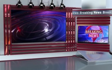 3D Sanal TV Stüdyo Haberleri, 3D Wall3D Sanal Haber Stüdyo Arkaplanı, Döngü TV Şovları için Arkaplan
