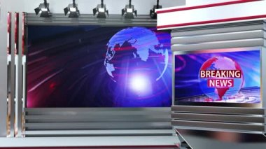 3D Sanal TV Stüdyo Haberleri, 3D Wall3D Sanal Haber Stüdyo Arkaplanı, Döngü TV Şovları için Arkaplan