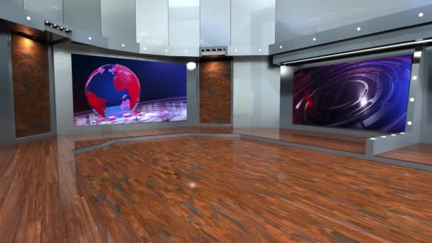 Virtual Studio News Backdrop Shows Wall Virtual News Studio Background — Stock Video