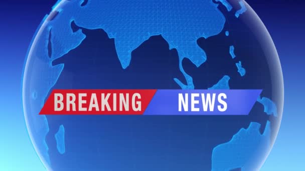 Breaking News Banner Front Digital Globe Network — Vídeo de stock