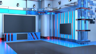 Haber Stüdyosu, TV programları için arkaplan .tv Wall3D Sanal Haber Stüdyosu Arkaplanı, 3D illüstrasyon