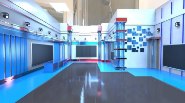 Haber Stüdyosu, TV programları için arkaplan .tv Wall3D Sanal Haber Stüdyosu Arkaplanı, 3D illüstrasyon