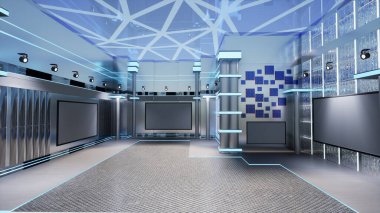 Haber Stüdyosu, TV programları için arkaplan .tv Wall3D Sanal Haber Stüdyosu Arkaplanı, 3D illüstrasyon