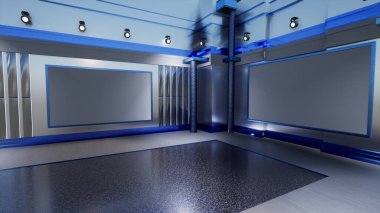 Haber Stüdyosu, TV programları için arkaplan .tv Wall3D Sanal Haber Stüdyosu Arkaplanı, 3D illüstrasyon