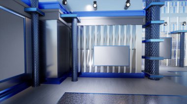 Haber Stüdyosu, TV programları için arkaplan .tv Wall3D Sanal Haber Stüdyosu Arkaplanı, 3D illüstrasyon