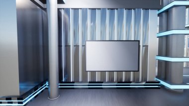 Haber Stüdyosu, TV programları için arkaplan .tv Wall3D Sanal Haber Stüdyosu Arkaplanı, 3D illüstrasyon