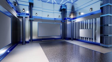 Haber Stüdyosu, TV programları için arkaplan .tv Wall3D Sanal Haber Stüdyosu Arkaplanı, 3D illüstrasyon